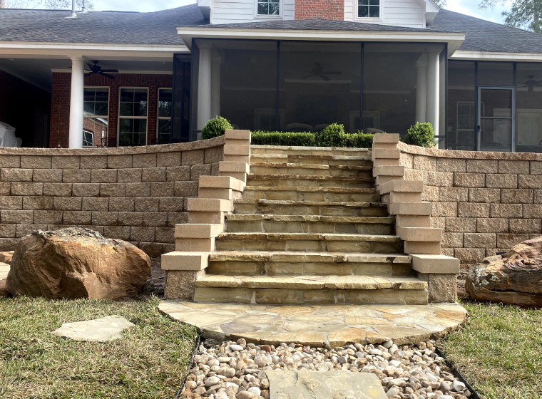 stone works stairs and retaining wall